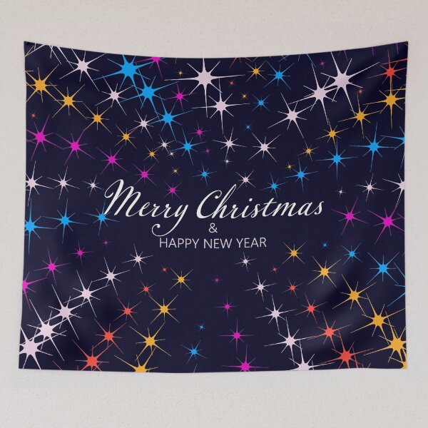 Item preview, Merry Christmas and Happy New Year. Colorful sparking firework. Christmas pattern of bright magical neon multi-colored particles, sparks and stars shining with special light on dark background.  designed and sold by NataliaVVV.
