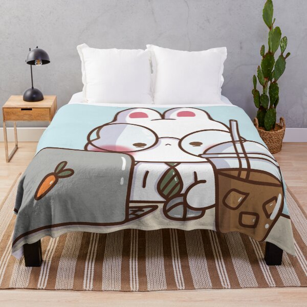 Item preview, Coffee Break - Kawaii Tired Bunny Working on Laptop designed and sold by Kimchi-style-.