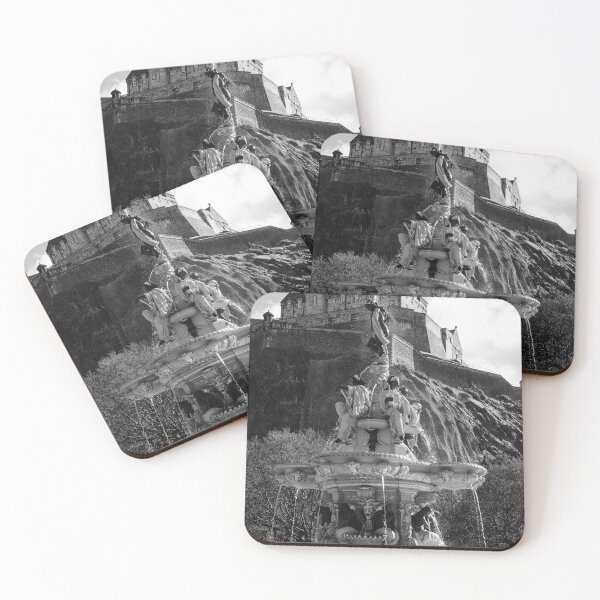 Item preview, Edinburgh Castle and Ross Fountain in monochrome designed and sold by cdkphotos.