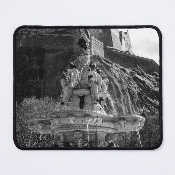 Item preview, Edinburgh Castle and Ross Fountain in monochrome designed and sold by cdkphotos.