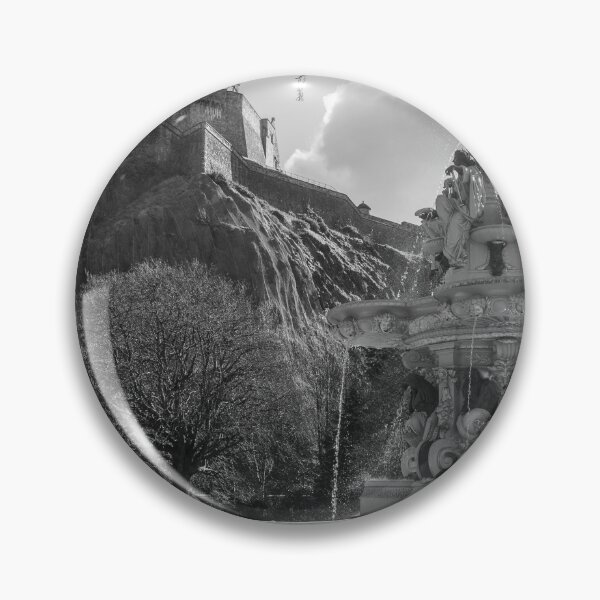 Item preview, Moody Ross Fountain and Edinburgh Castle in black and white designed and sold by cdkphotos.