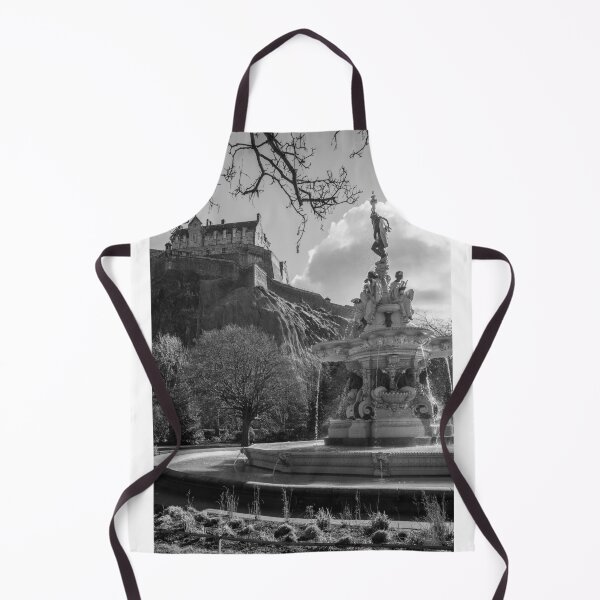 Item preview, Moody Ross Fountain and Edinburgh Castle in black and white designed and sold by cdkphotos.
