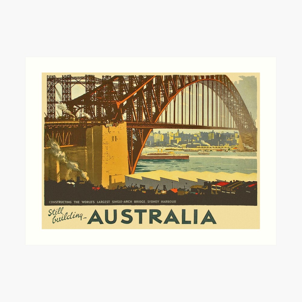 Vintage Travel Australia Poster Sydney Harbour Canvas Print 36/" X 24/"