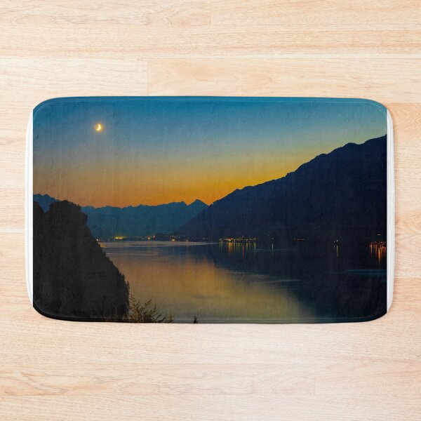 Item preview, View over Lake Brienz with Mountain and Moon in Twilight designed and sold by Mats Silvan.