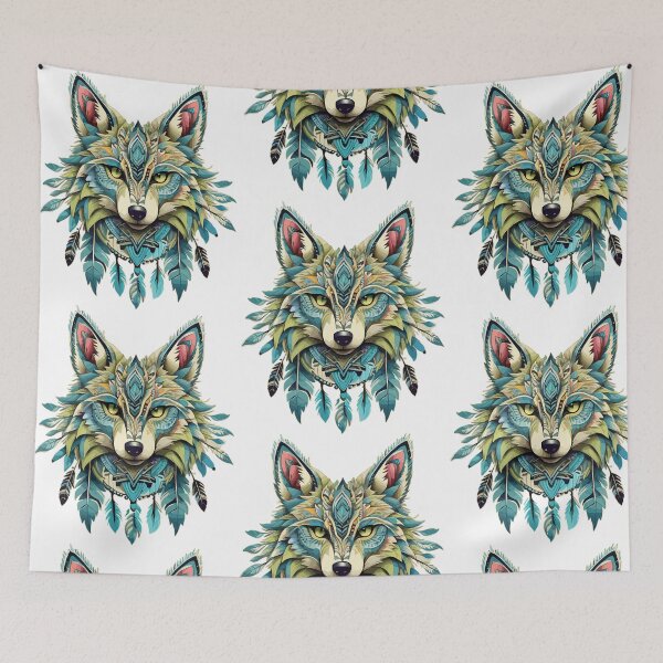 Item preview, Fox with feathers traditional design spirit designed and sold by zamperoni.