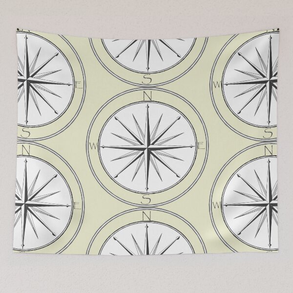 Item preview, Light Yellow Grey Black Vintage Compass  designed and sold by LZenDesigns.