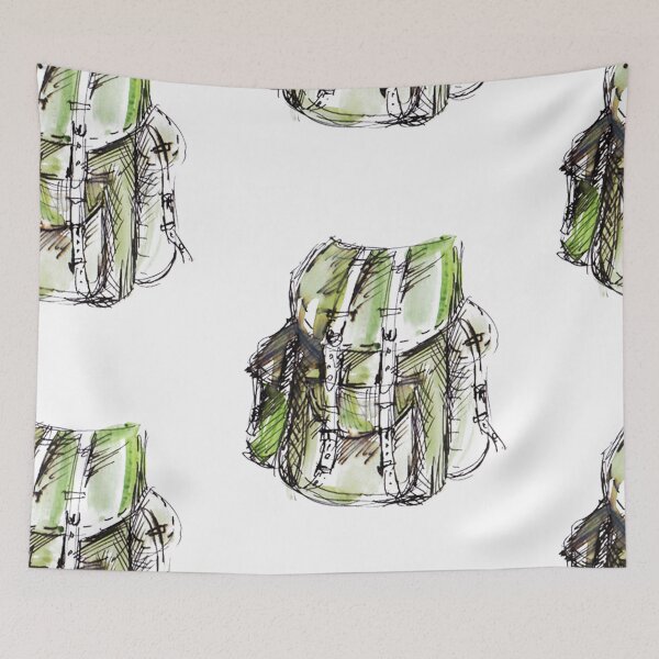 Item preview, Vintage Military Backpack Watercolor Illustration designed and sold by colorfulglee.