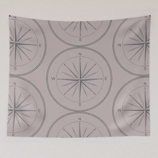 Item preview, Beige and  Dark Grey Black Vintage Compass  designed and sold by LZenDesigns.