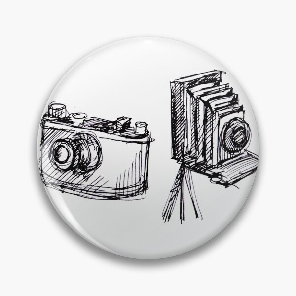 Item preview, Ink Sketch of two old analog Cameras designed and sold by colorfulglee.