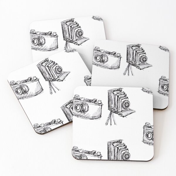 Item preview, Ink Sketch of two old analog Cameras designed and sold by colorfulglee.