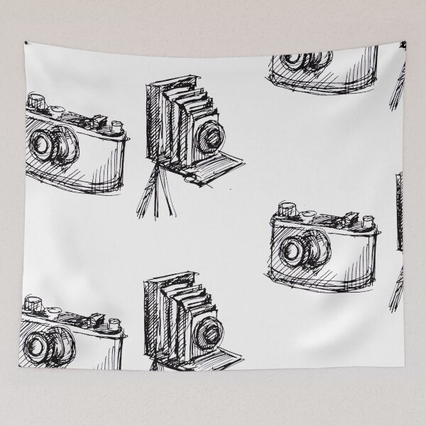Item preview, Ink Sketch of two old analog Cameras designed and sold by colorfulglee.