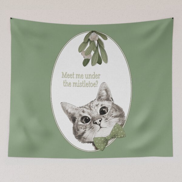 Item preview, Meet Me Under The Mistletoe Sneaky Cat designed and sold by lauragraves.