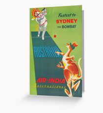 Sydney, Australia, Kangaroo, Cricket, Vintage Travel Poster Greeting Card