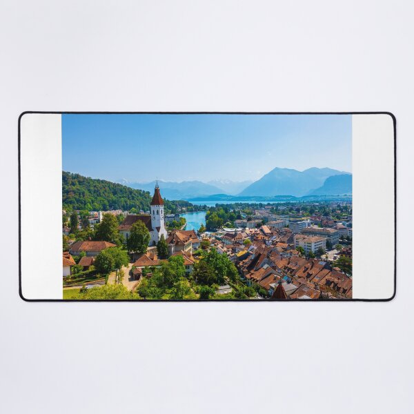 Item preview, Aerial View over City of Thun and Lake with Mountain in a Sunny Day designed and sold by Mats Silvan.