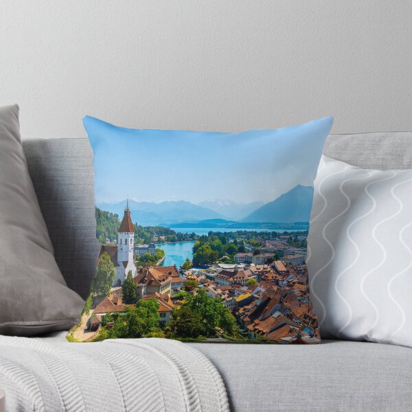 Item preview, Aerial View over City of Thun and Lake with Mountain in a Sunny Day designed and sold by Mats Silvan.