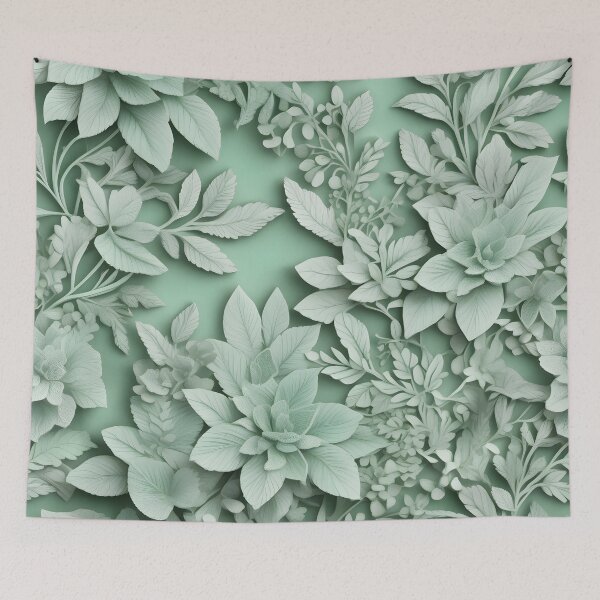 Item preview, Delicate  leaves - mint green natural garden. designed and sold by My-fake-places.