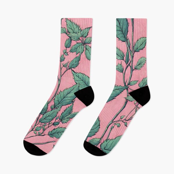 Item preview, Delicate nettle leaves - mint green and Glamor Pink designed and sold by My-fake-places.