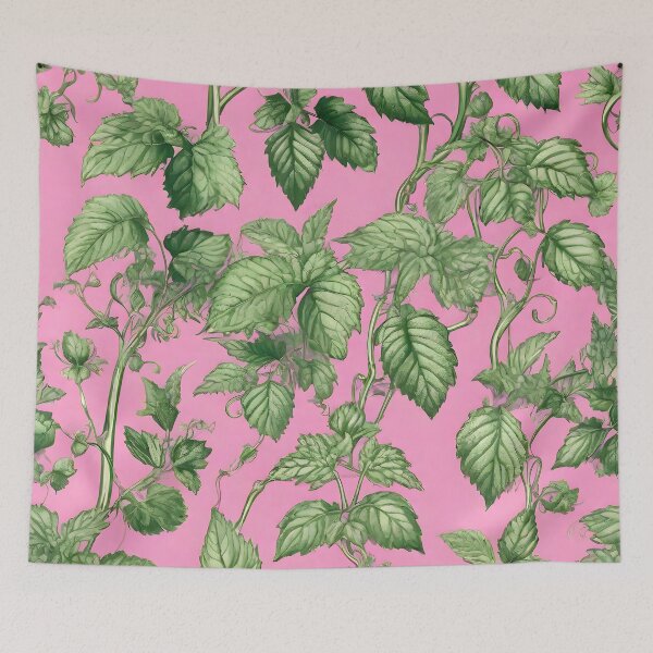 Item preview, Delicate nettle leaves - mint green and Glamor Pink designed and sold by My-fake-places.