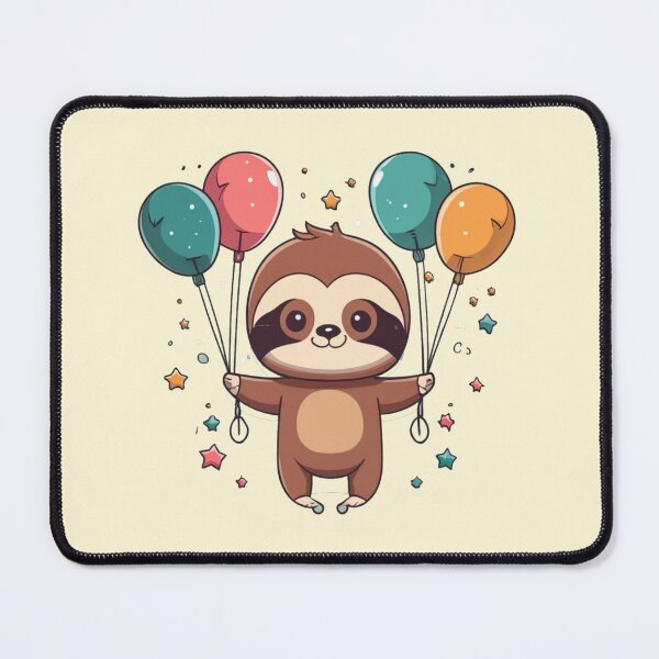 Item preview, Kawaii Sloth holding Balloons designed and sold by NormadWorld.