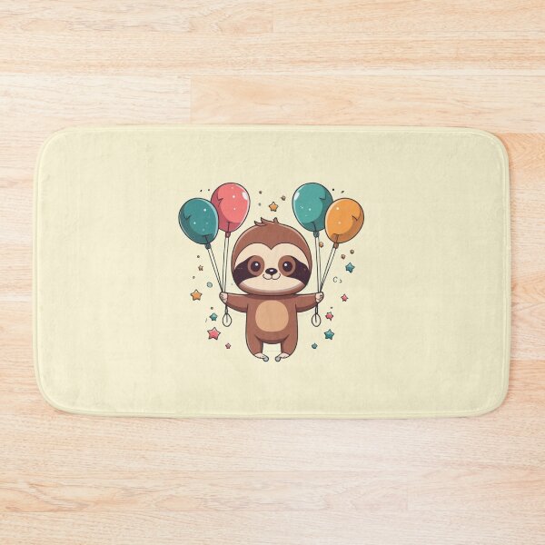 Item preview, Kawaii Sloth holding Balloons designed and sold by NormadWorld.