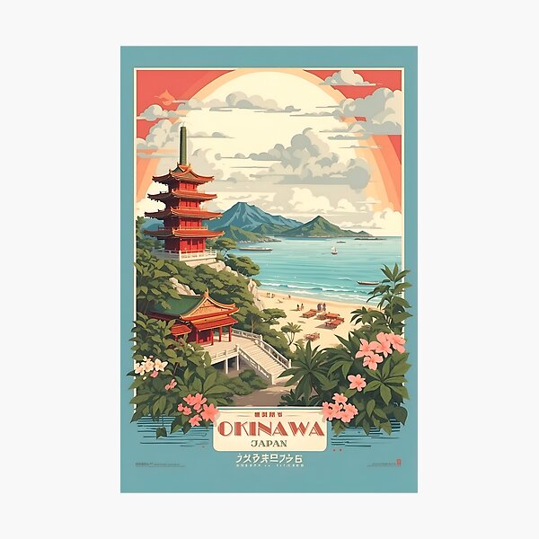 Item preview, Okinawa Vintage Retro Travel Art designed and sold by Ceemko's Vintage Corner.