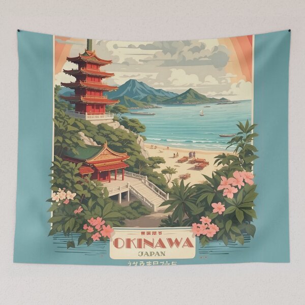 Item preview, Okinawa Vintage Retro Travel Art designed and sold by Ceemko's Vintage Corner.