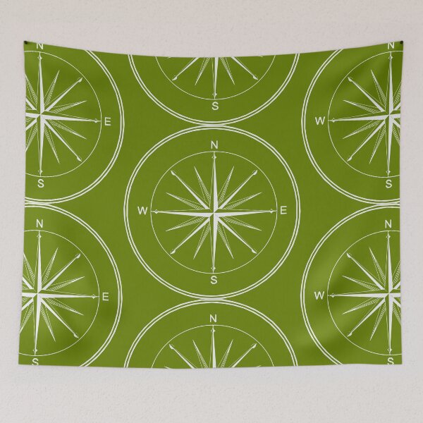 Item preview, Green and White Vintage Compass  designed and sold by LZenDesigns.
