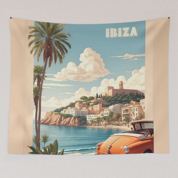 Item preview, Ibiza Vintage Retro Travel Art designed and sold by Ceemko's Vintage Corner.