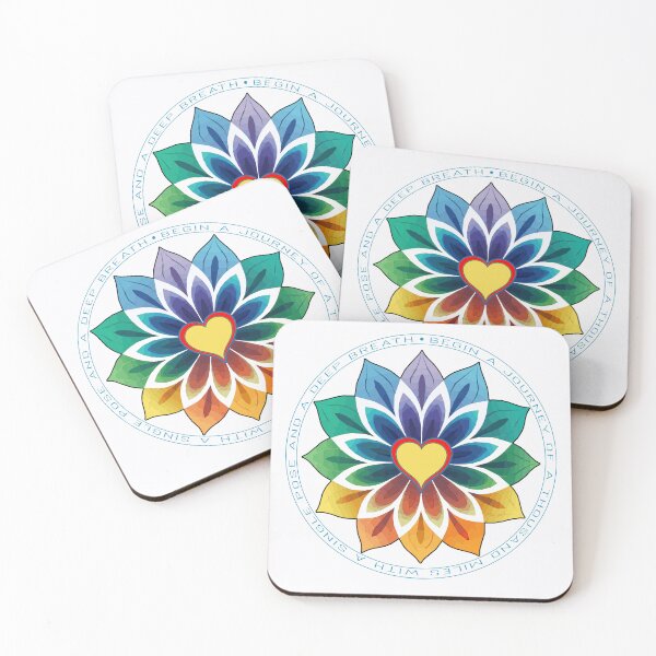 Item preview, Heart Mandala - "Begin a journey of a thousand miles with a single pose and a deep breath" designed and sold by Mindful-Designs.