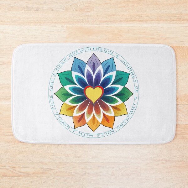 Item preview, Heart Mandala - "Begin a journey of a thousand miles with a single pose and a deep breath" designed and sold by Mindful-Designs.