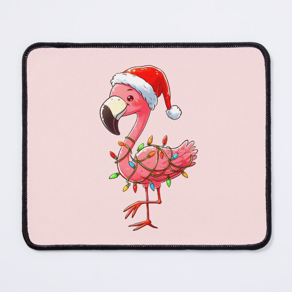 Item preview, Cute Cartoon Santa Flamingo Tangled Up In Christmas Tree Lights designed and sold by Lyssarien.