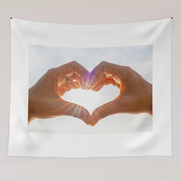 Item preview, Hands Making a Heart Shape Against the Sky with Sunbeam designed and sold by Mats Silvan.