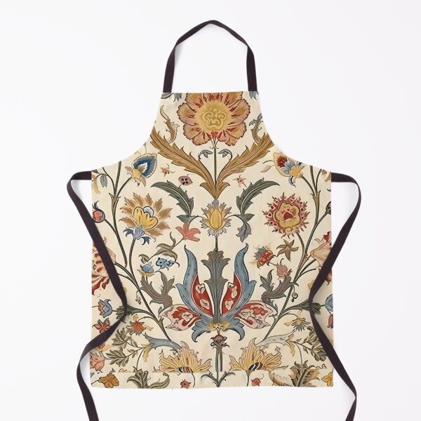 Item preview, Vintage Floral Gold Emerald Ruby On Cream Pattern designed and sold by ArtMeetsPizza.