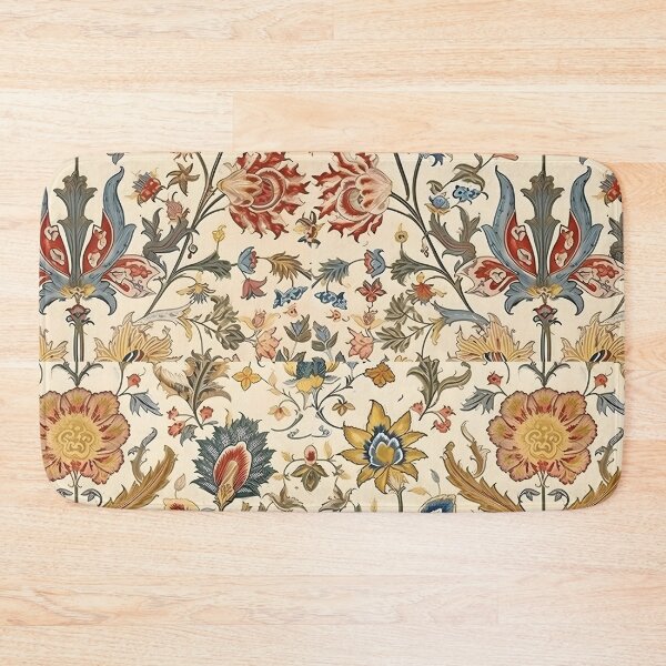 Item preview, Vintage Floral Gold Emerald Ruby On Cream Pattern designed and sold by ArtMeetsPizza.