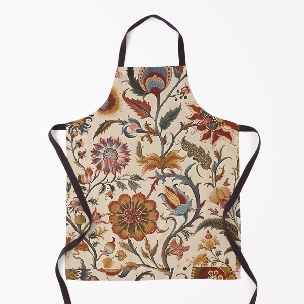 Item preview, Vintage Floral Jacobean Gold Emerald Ruby On Cream Pattern designed and sold by ArtMeetsPizza.