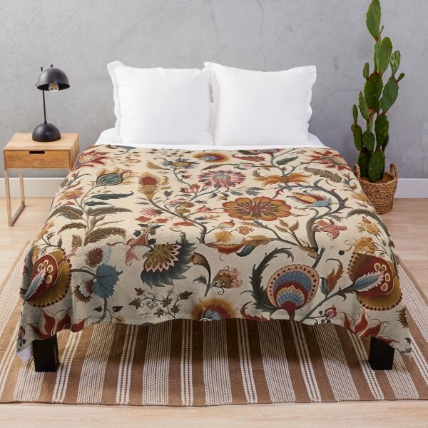 Item preview, Vintage Floral Jacobean Gold Emerald Ruby On Cream Pattern designed and sold by ArtMeetsPizza.