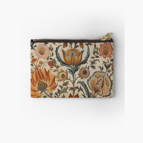Item preview, Vintage Floral Jacobean Blue Gold Emerald Ruby On Cream Pattern designed and sold by ArtMeetsPizza.