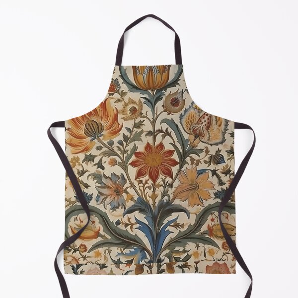 Item preview, Vintage Floral Jacobean Blue Gold Emerald Ruby On Cream Pattern designed and sold by ArtMeetsPizza.