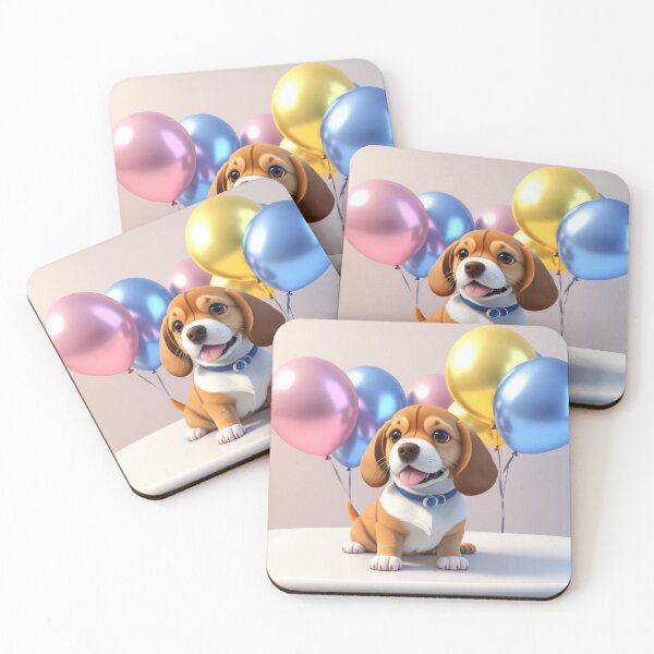 Item preview, Happy beagle baby dog with ballons designed and sold by Tio-Tecun.