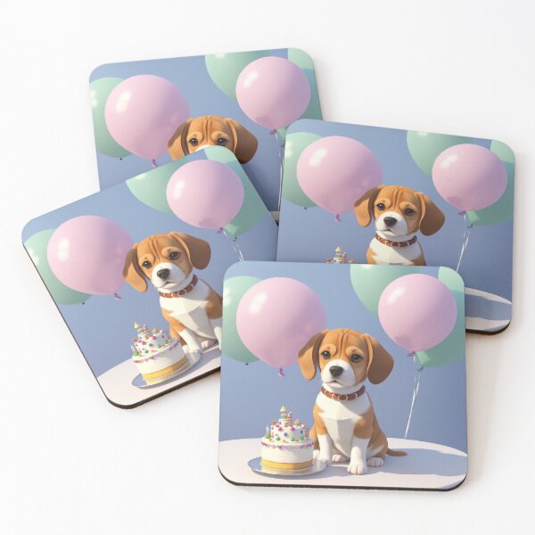 Item preview, A sad beagle puppy with ballons at birthday party designed and sold by Tio-Tecun.