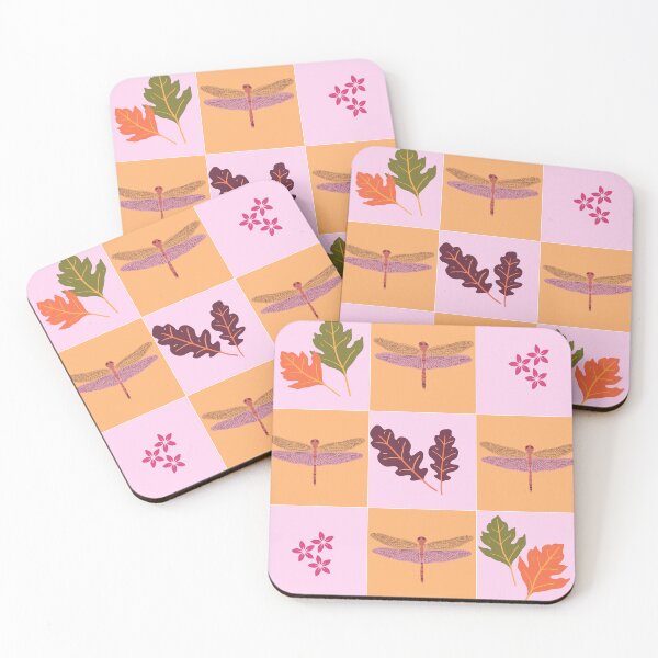Item preview, Pattern with leaves, dragon flies and flowers designed and sold by Swingfroglet.