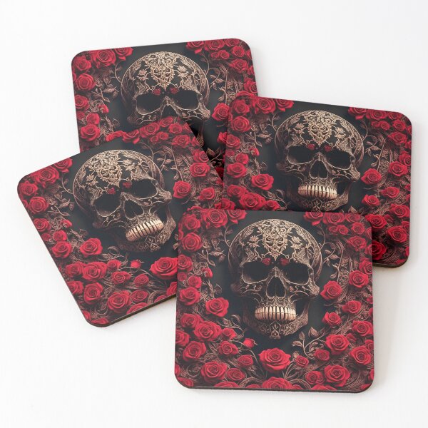 Item preview, Human skull made of red roses designed and sold by Fantasymachine.