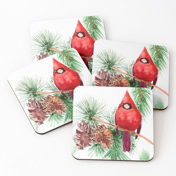 Item preview, Red Cardinal Bird and Pine Tree designed and sold by surenart.