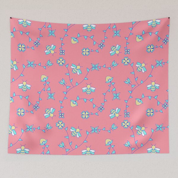 Item preview, pink Bumblebee Ojibwe Floral designed and sold by Niibidoon.