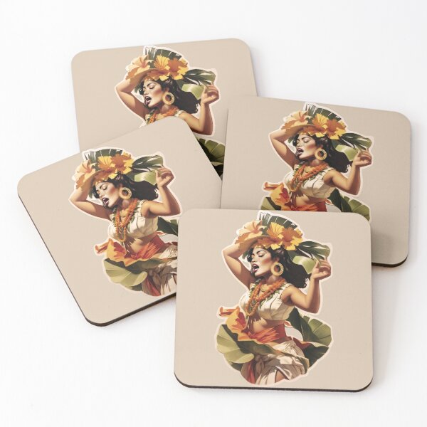Item preview, Floral Illustration Singing Hula Girl  designed and sold by AUTHENTIC AMERICANA ARTS.