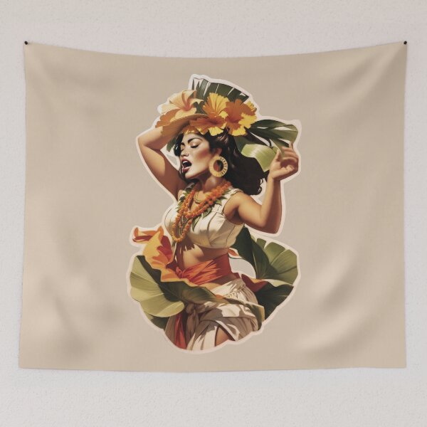 Item preview, Floral Illustration Singing Hula Girl  designed and sold by AUTHENTIC AMERICANA ARTS.