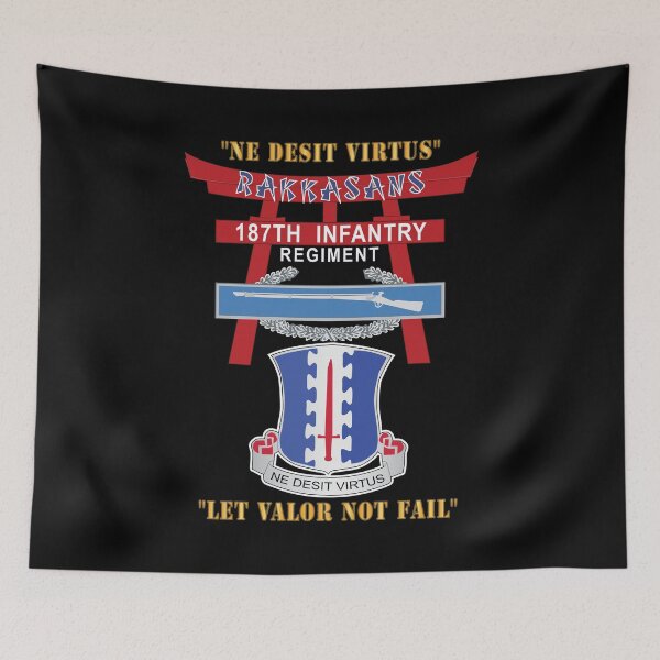Item preview, Army - 187th Infantry Regiment - Torii, Rakkasans, Let Valor Not Fail, English, Latin w CIB X 300 designed and sold by Military Insignia Products.