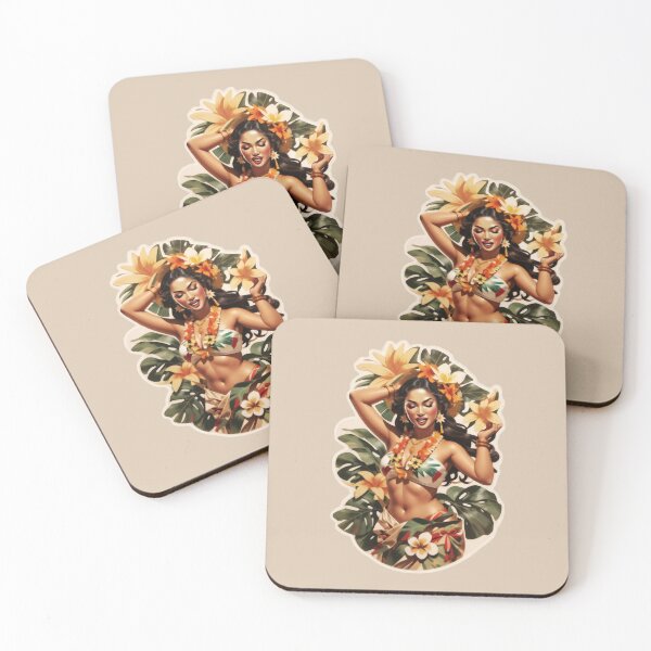 Item preview, Floral Illustration Pacific Hula Girl  designed and sold by AUTHENTIC AMERICANA ARTS.