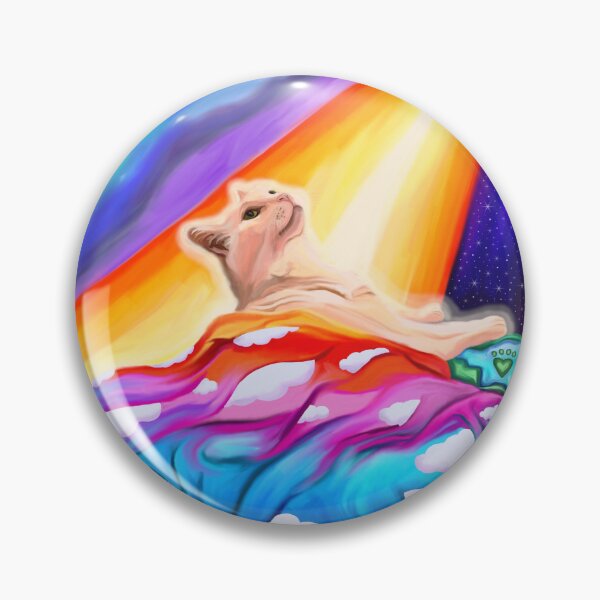 Item preview, Glowing White Cat Entering Rainbow Bridge Heaven designed and sold by Deborah Camp.