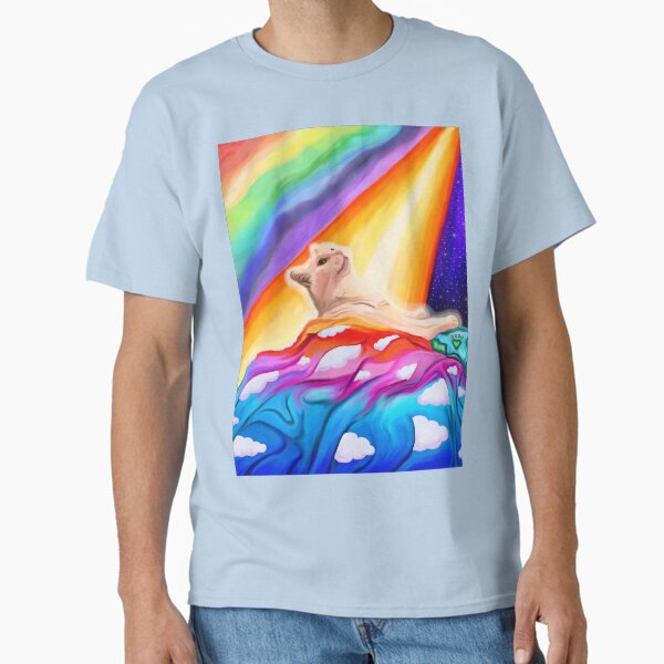 Item preview, Glowing White Cat Entering Rainbow Bridge Heaven designed and sold by Deborah Camp.